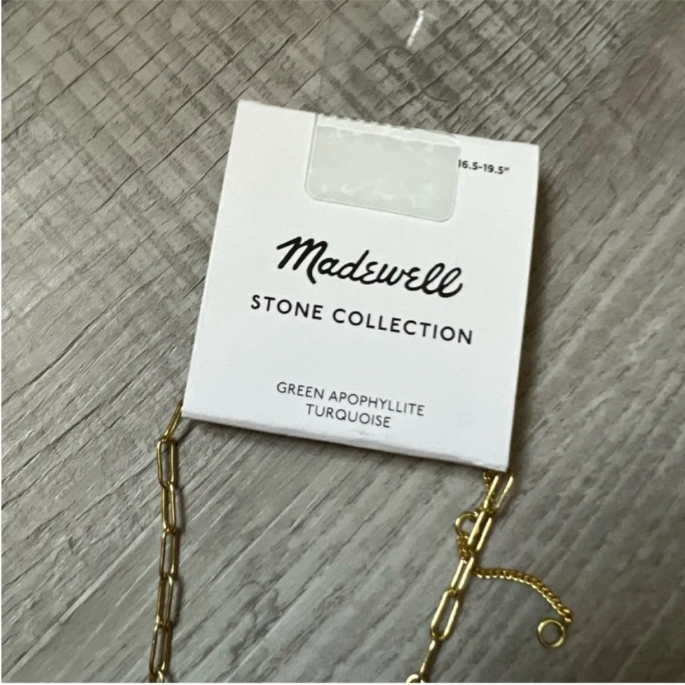 NEW MADEWELL Stone Collection Green Apophyllite Necklace Vintage Gold Turquoise - Picture 7 of 8